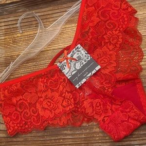 Red Lace hi cut Briefs
